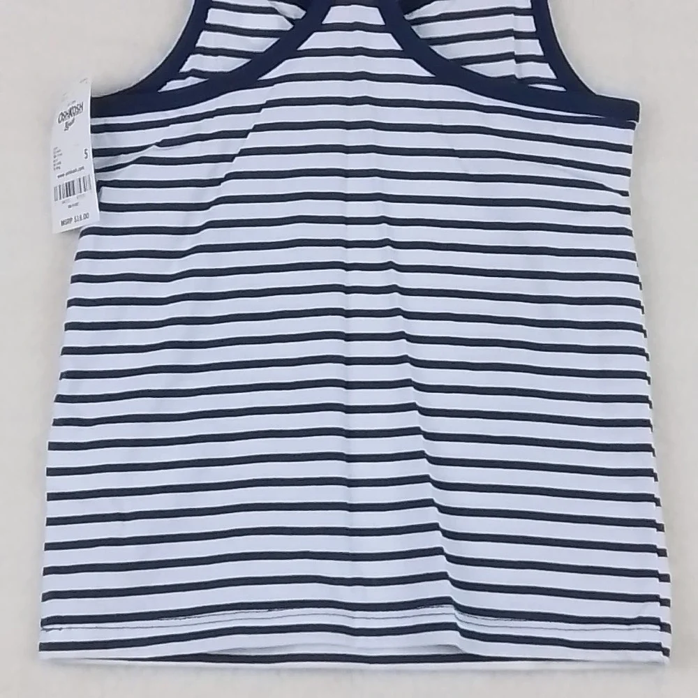OshKosh Cotton RacerBack Tank Girl's‎ Size 5 in navy white stripes